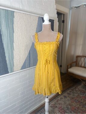 Blue Blush Yellow Ruffle Strap and Strappy Peasant Dress